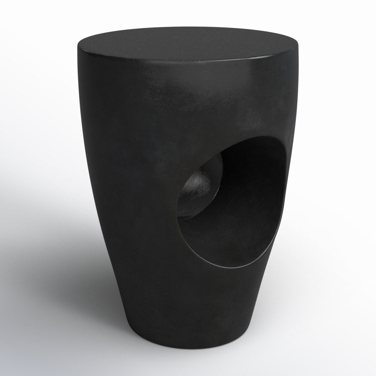 Aishi Modern Concrete Round Accent Table, Black, 21"