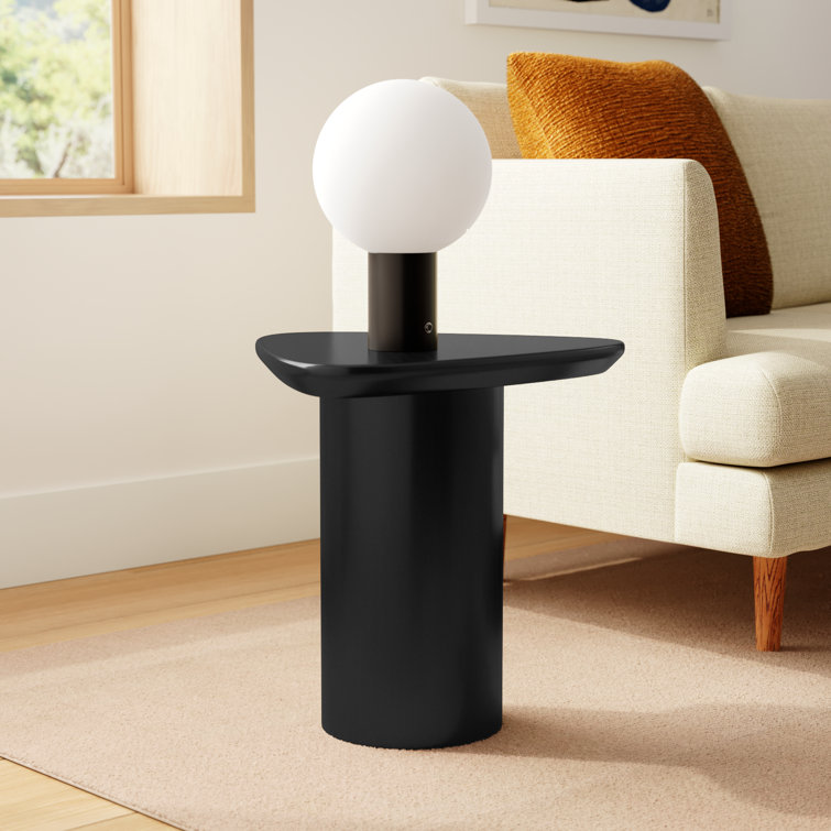 Black Gloss Triangular MDF End Table