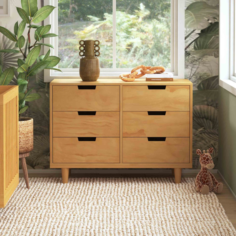 Honey Wood 6-Drawer Double Nursery Dresser