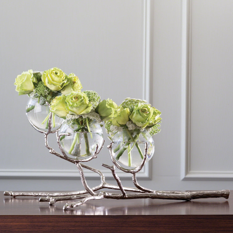 Nickel Finish Brass and Glass Coffee Table