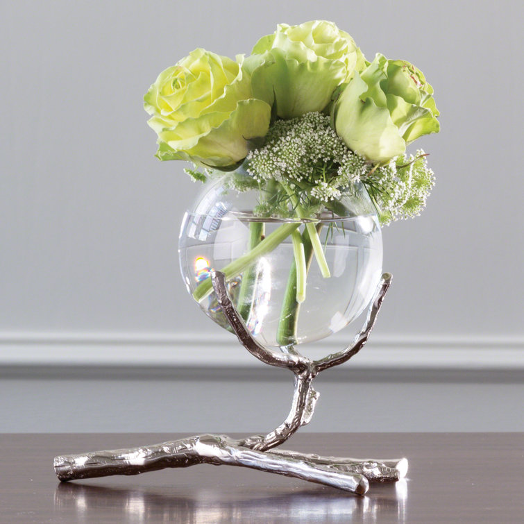 Contemporary Nickel-Twist Glass Bud Vase, 8"L x 5.5"W