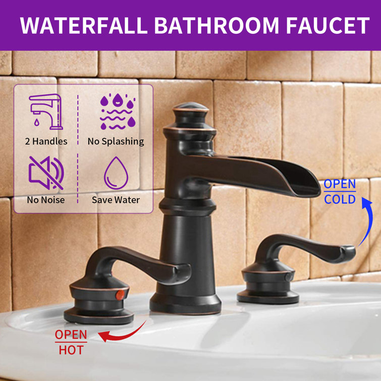 8-16 Inch 3 Holes 2 Handle Widespread Bathroom Sink Faucet