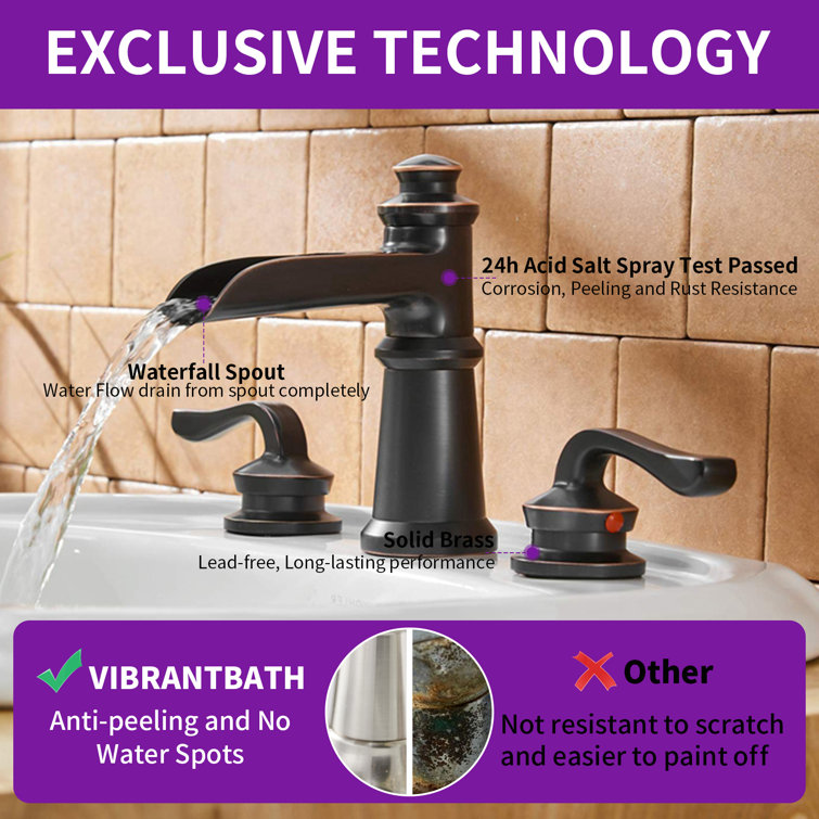 8-16 Inch 3 Holes 2 Handle Widespread Bathroom Sink Faucet