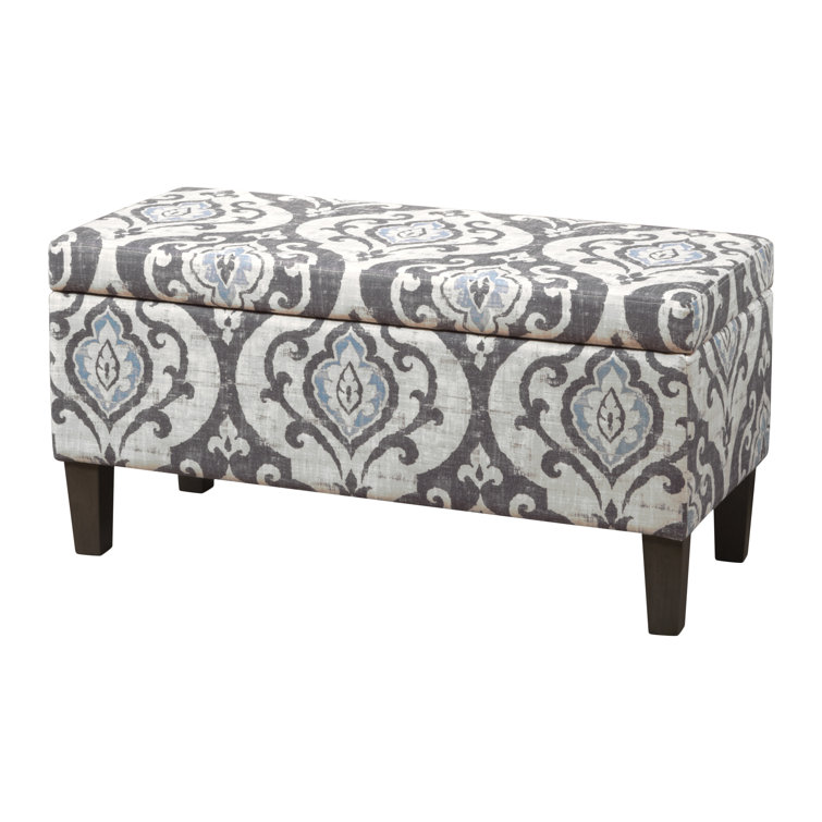 Drake Slate Blue Large Rectangle Storage Bench with Wood Legs