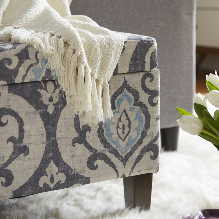 Drake Slate Blue Large Rectangle Storage Bench with Wood Legs