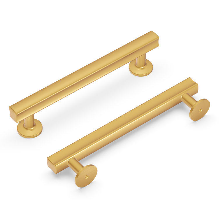Woodward Brushed Golden Brass Modern Cabinet Handles, 5-1/16"
