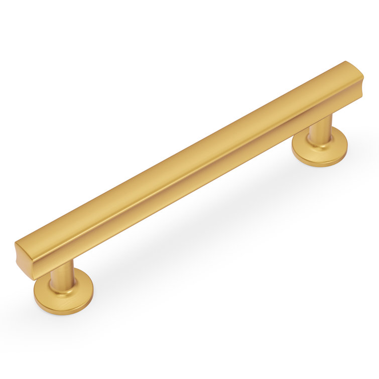 Woodward Brushed Golden Brass Modern Cabinet Handles, 5-1/16"