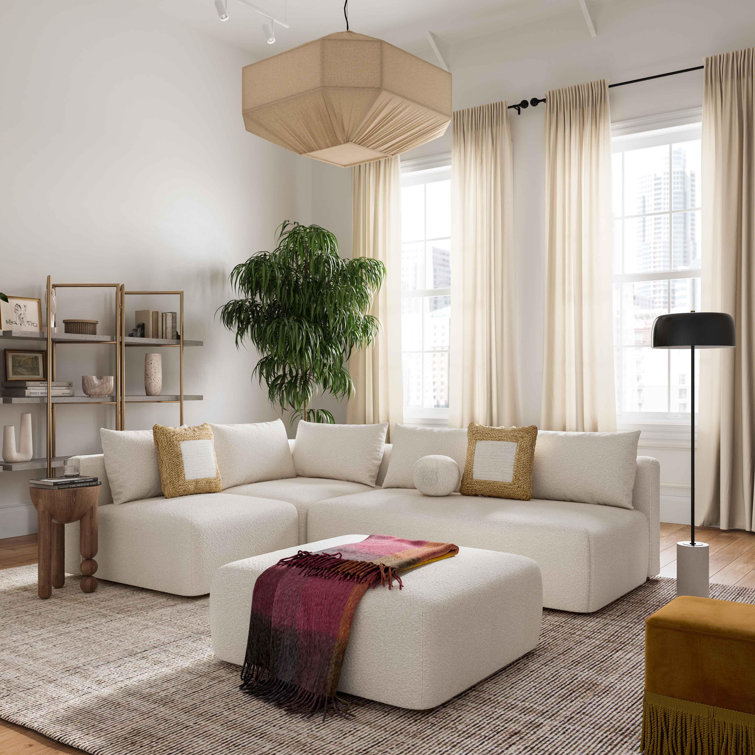 Cream Boucle Modular Armless Slipper Chair