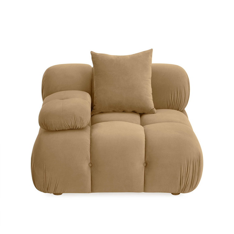 Brown Velvet Modular Corner Chair with Tufted Back