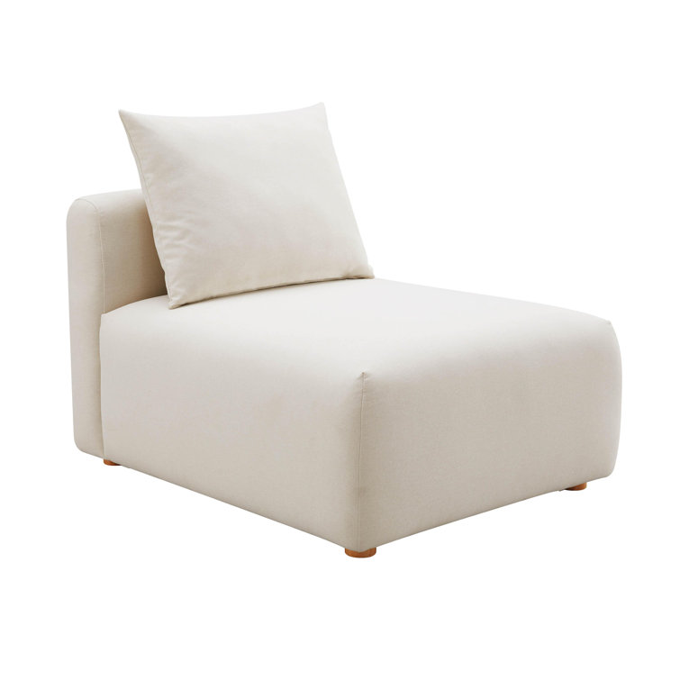 Cream Linen Modular Armless Slipper Chair