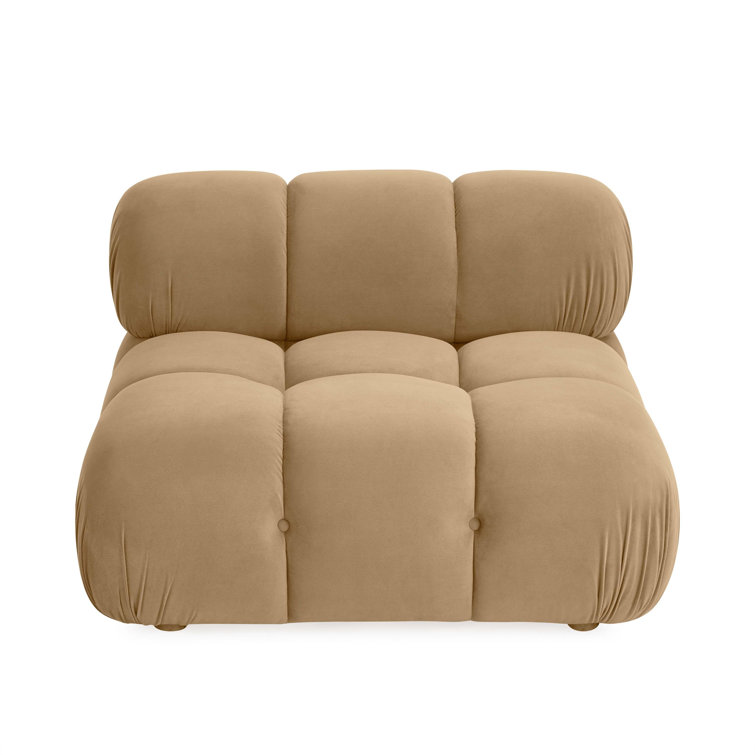 Brown Velvet Modular Tufted Armless Chair