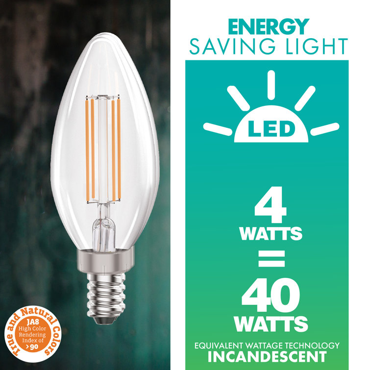 40-Watt Equivalent Dimmable E12 Filament Candle LED Light Bulb, 2700K Warm White Light, 50-Pack