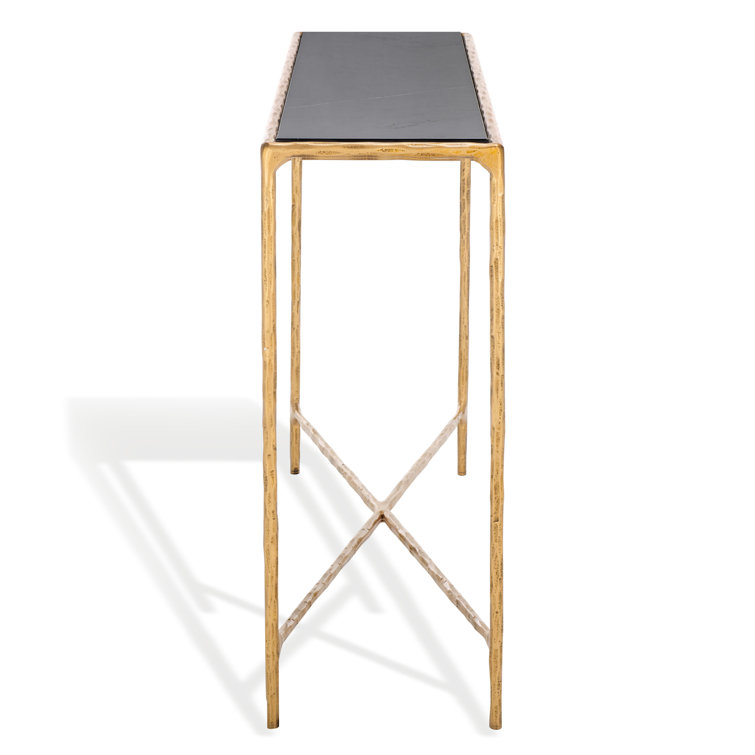 Evelynn Aristocratic Airy Glamour 48'' Brass & White Marble Console Table