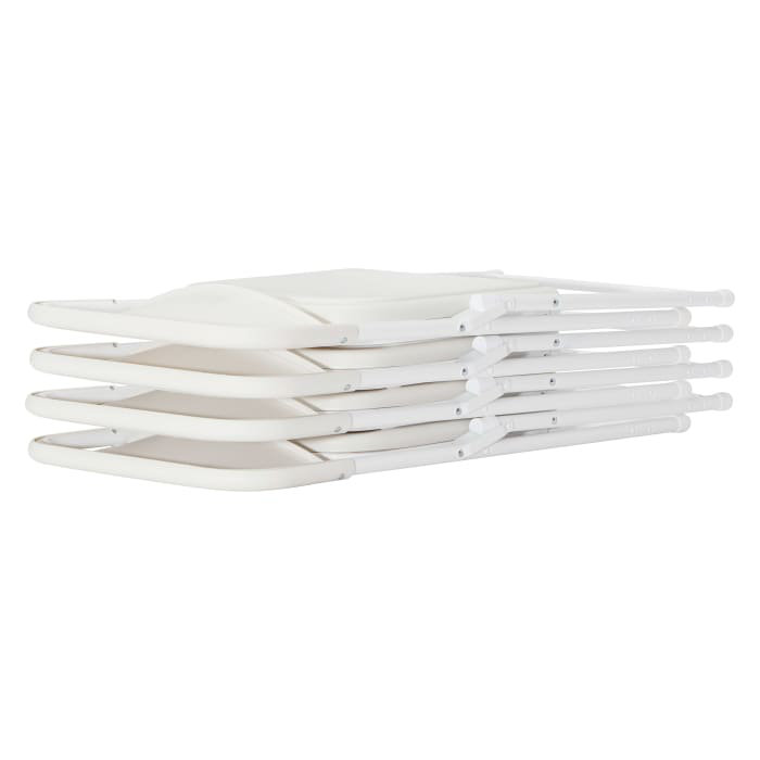 Bright White Metal Armless Stacking Reception Chair Set