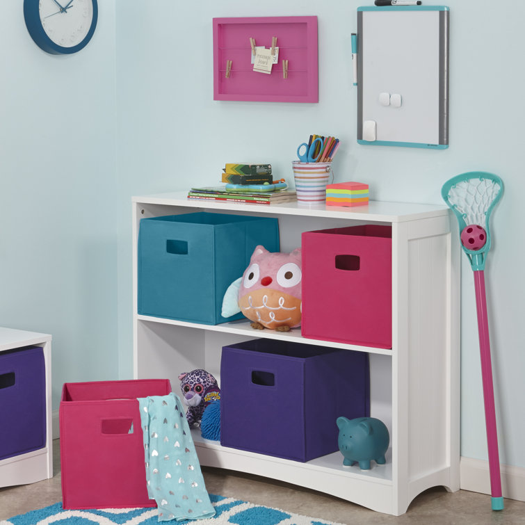 White Wood Kids 3-Tier Cube Bookshelf Set