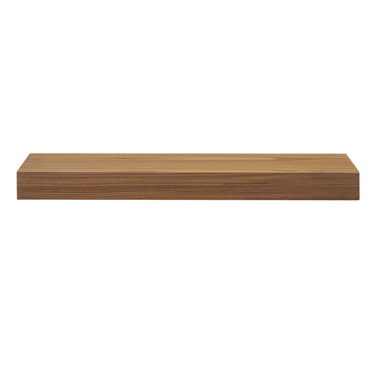 Walnut Wood Rectangular Floating Wall Shelf