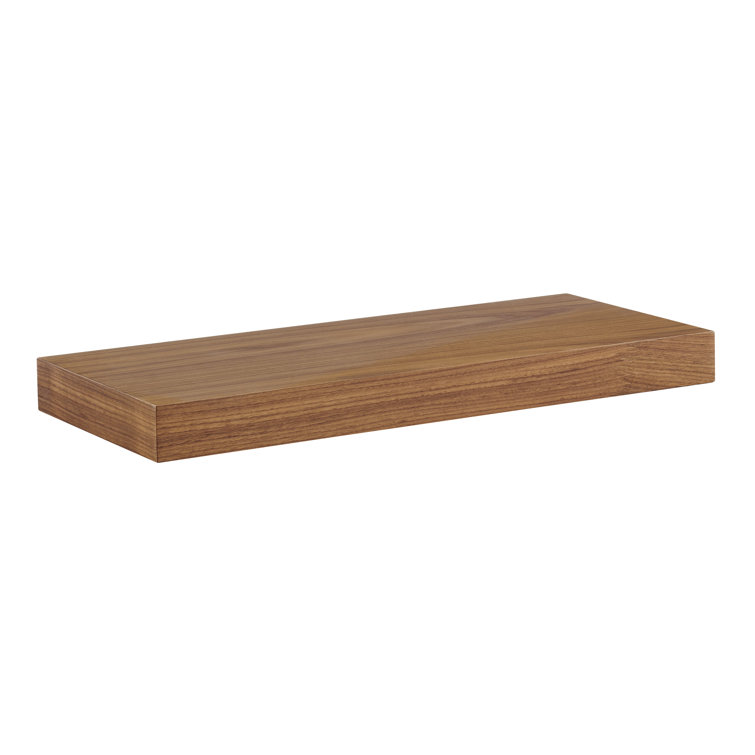 Walnut Wood Rectangular Floating Wall Shelf