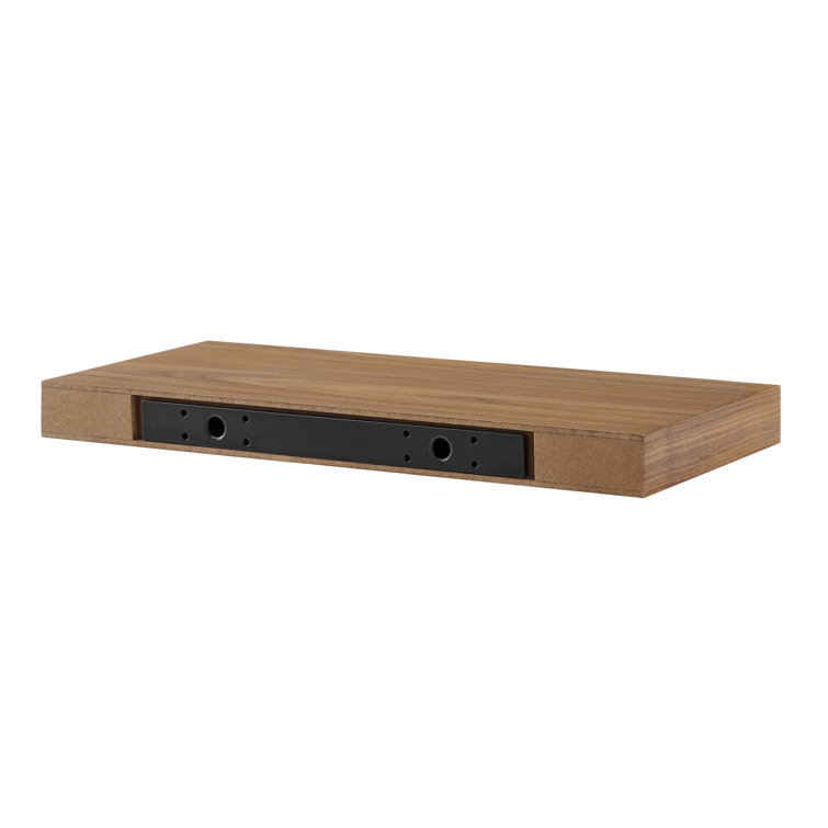 Walnut Wood Rectangular Floating Wall Shelf