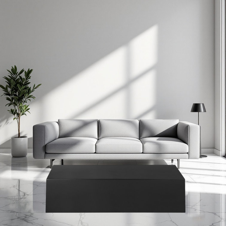 Black Steel Minimalist Rectangular Coffee Table