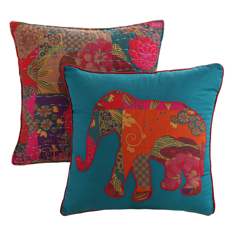 Bohemian Multicolor Embroidered Cotton Throw Pillow Set