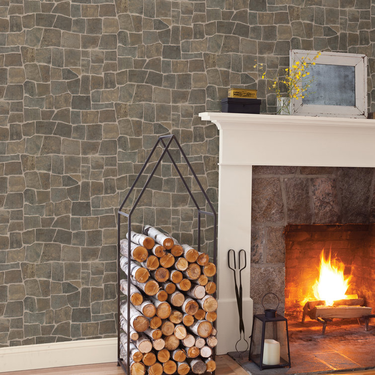 Taupe Stone Textured Vinyl Wallpaper Roll