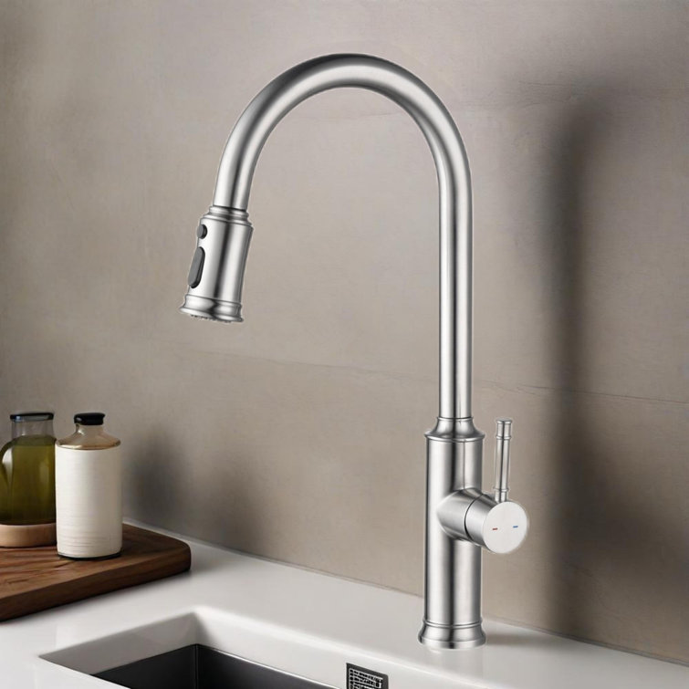 Brushed Nickel Single Handle Pull Down Kitchen Faucet