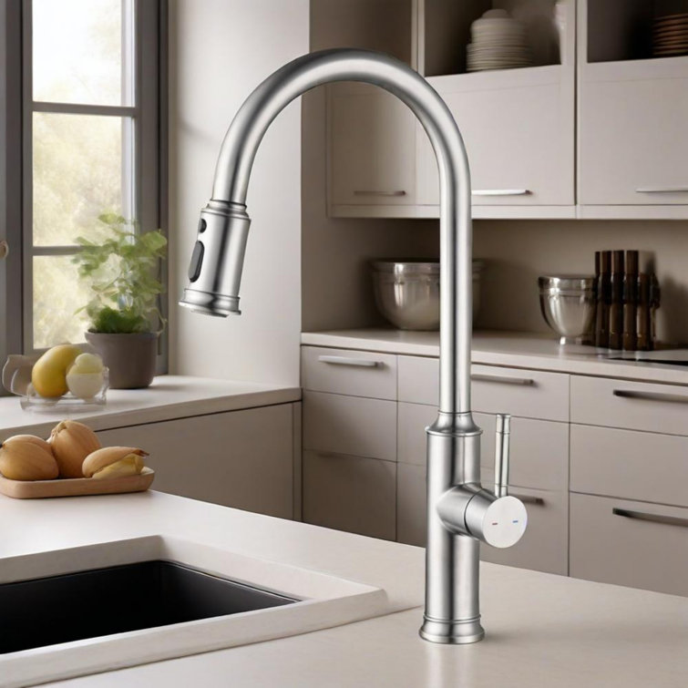 Brushed Nickel Single Handle Pull Down Kitchen Faucet