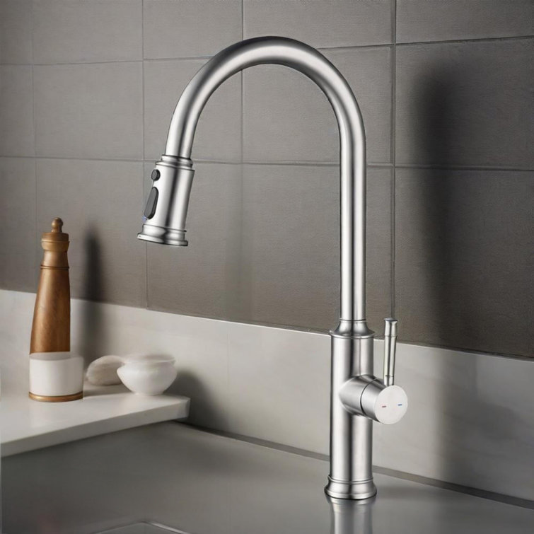 Brushed Nickel Single Handle Pull Down Kitchen Faucet
