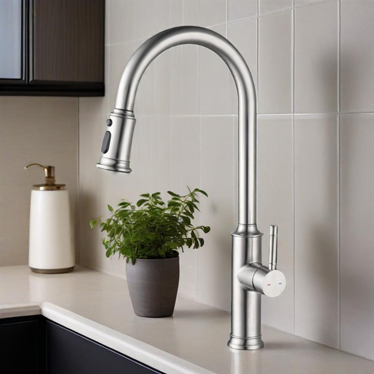 Brushed Nickel Single Handle Pull Down Kitchen Faucet