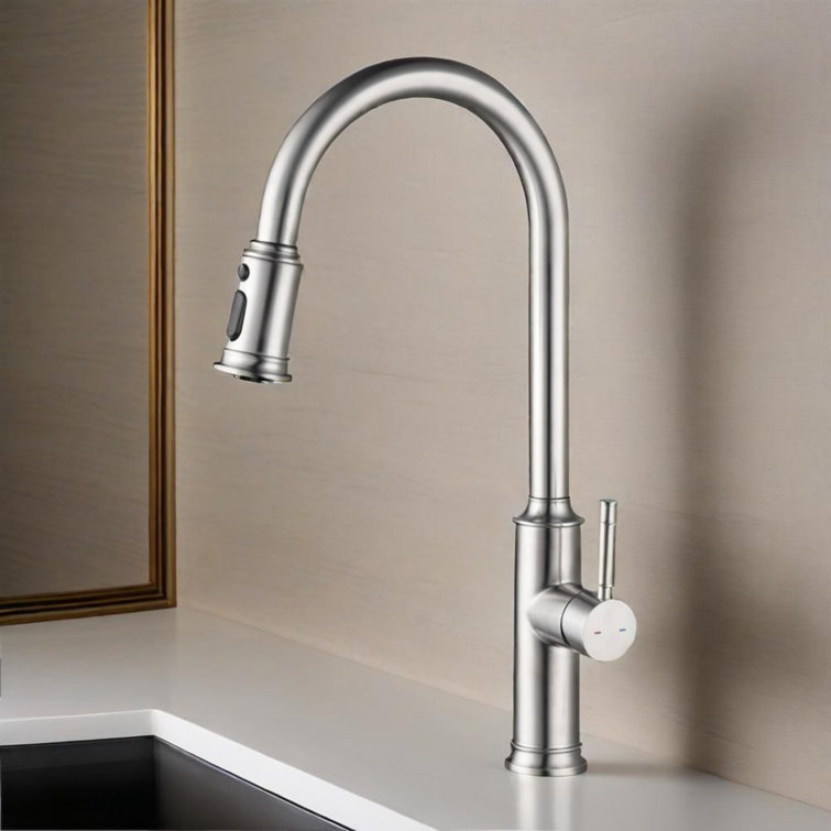 Brushed Nickel Single Handle Pull Down Kitchen Faucet
