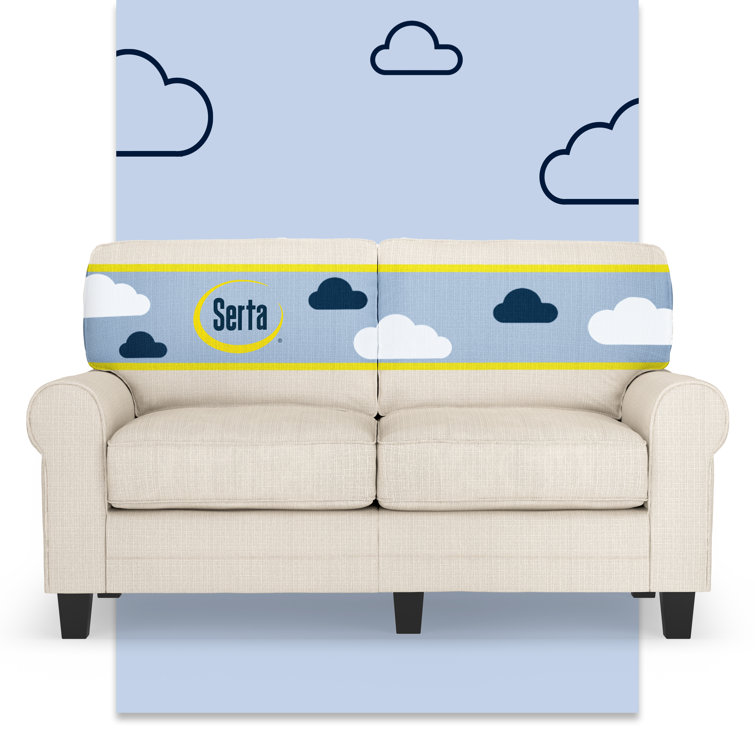Copenhagen Cream Loveseat with Pillowed Back and Rounded Arms