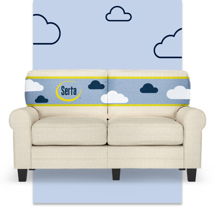 Buttercream Microfiber Rolled Arm Loveseat with Wood Frame