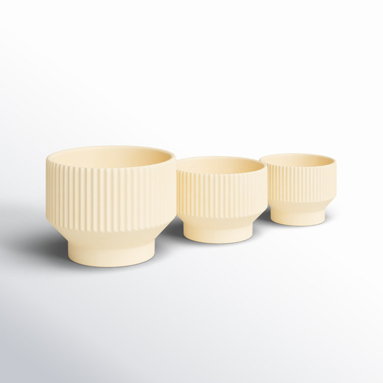 Cream Ceramic Round Planter Set of 3