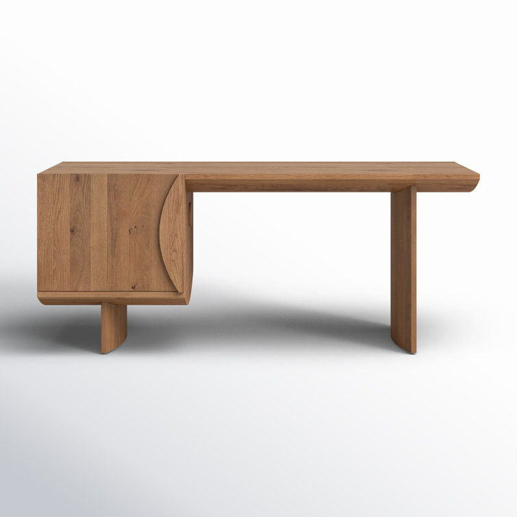 Contemporary Modern Home Office Desk in Warm Grey-Brown Oak Veneer