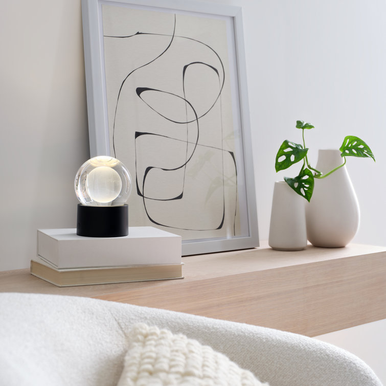Mina Black Crystal Sphere Rechargeable Table Lamp