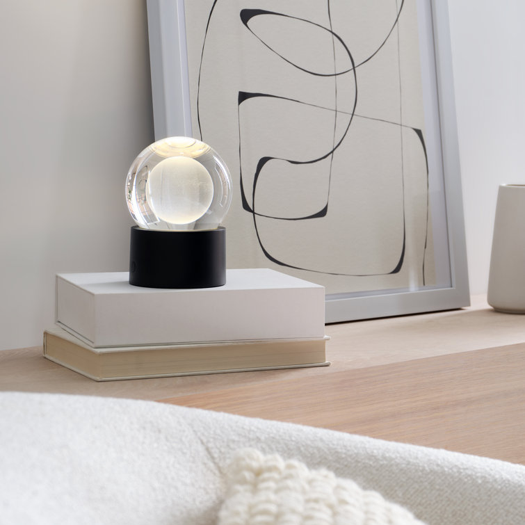 Mina Black Crystal Sphere Rechargeable Table Lamp