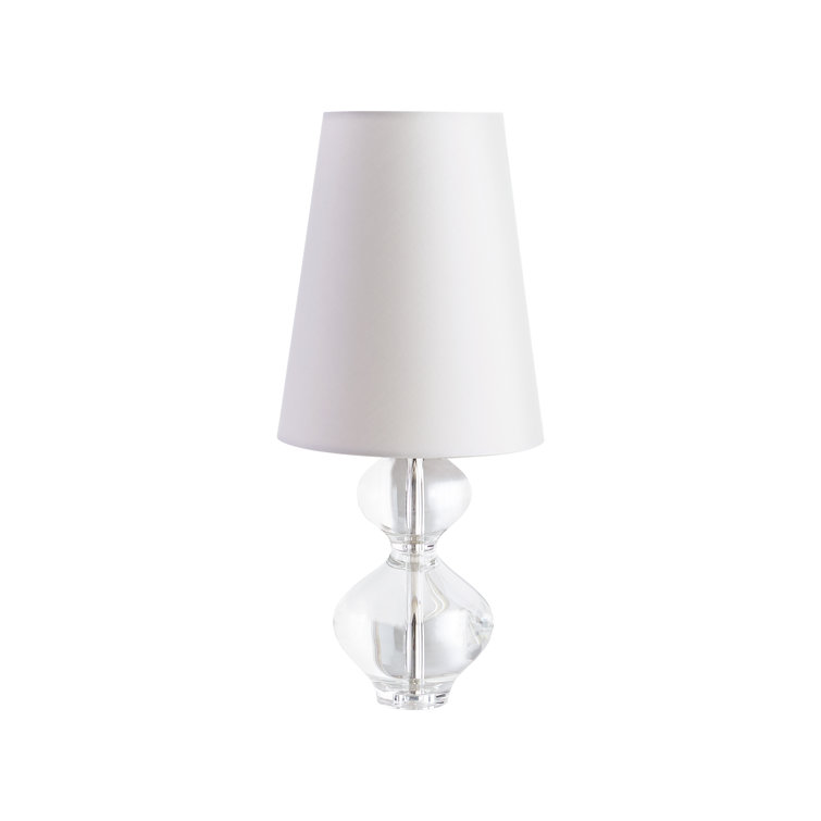 Oyster Gray Matte Crystal Table Lamp with Cotton Shade