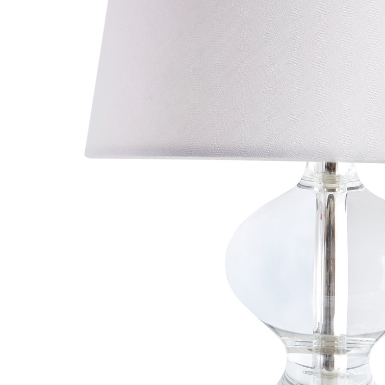 Oyster Gray Matte Crystal Table Lamp with Cotton Shade
