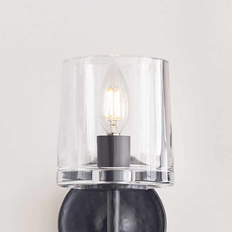 Aged Iron Clear Glass Dimmable Sconce with Torpedo Bulb