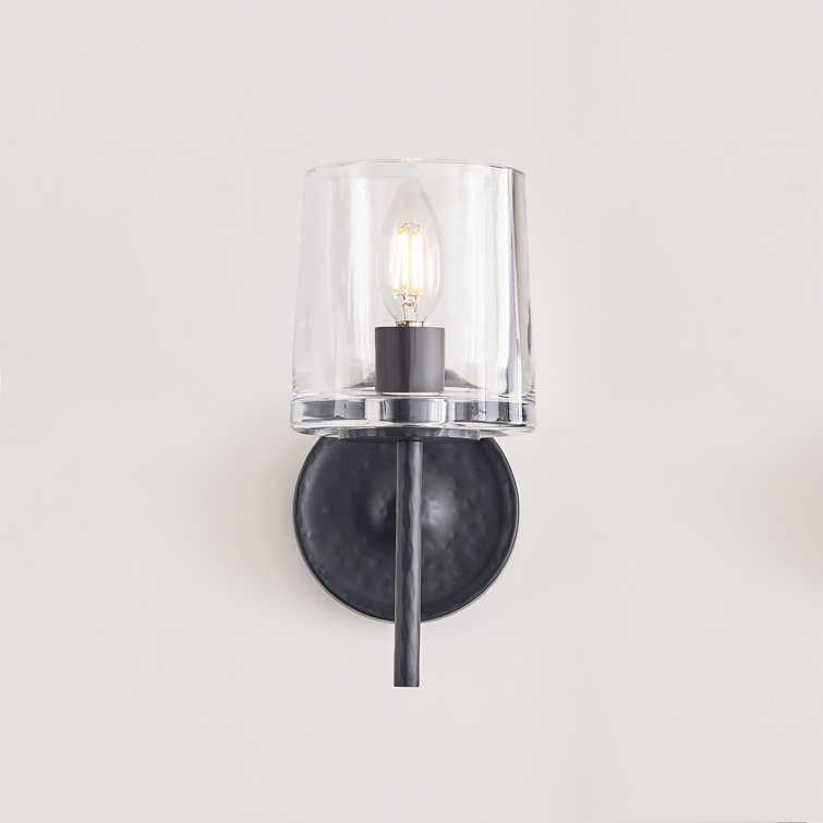 Aged Iron Clear Glass Dimmable Sconce with Torpedo Bulb