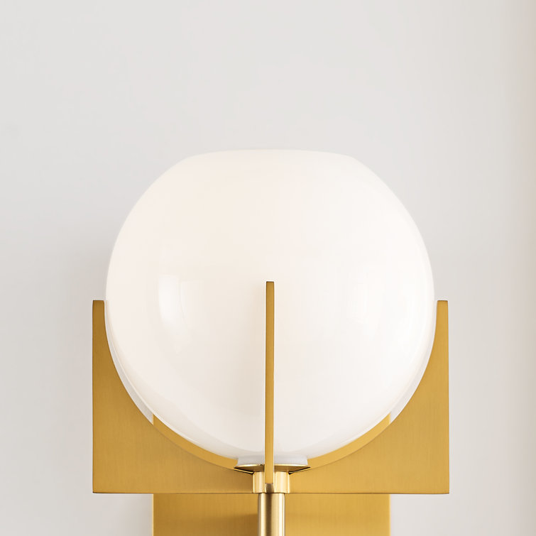 Abbott Retro-Inspired Burnished Brass Wall Sconce with Milk Glass Shade