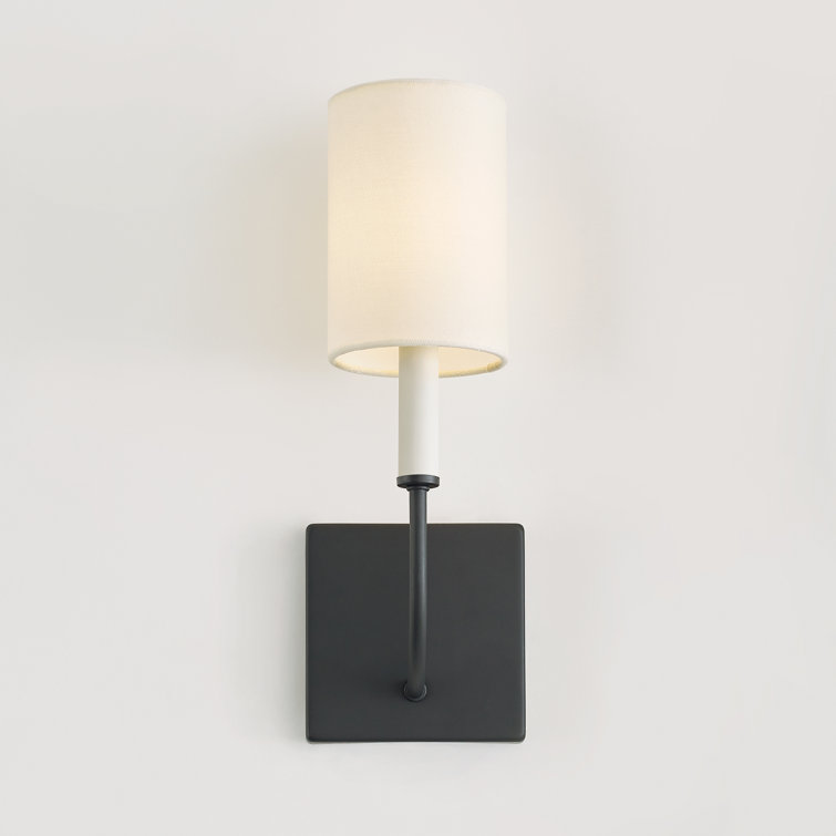 Midnight Black and White Linen Wall Sconce