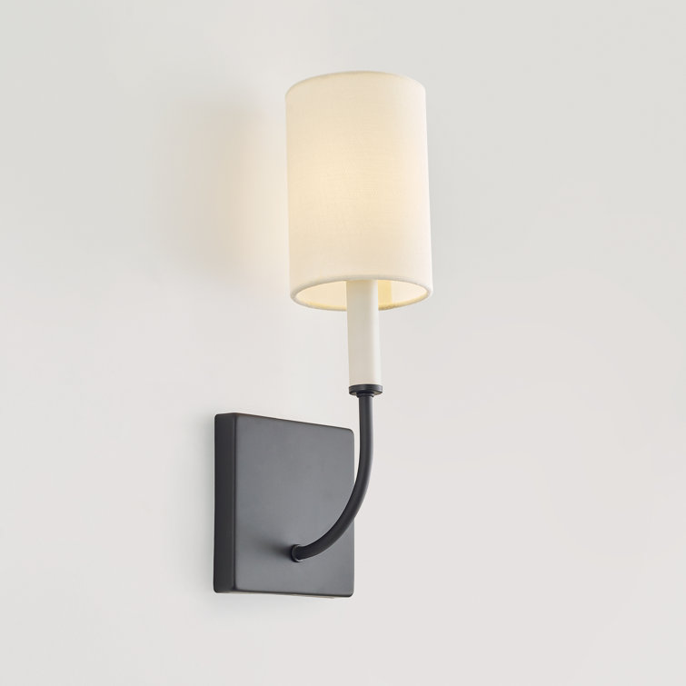 Midnight Black and White Linen Wall Sconce
