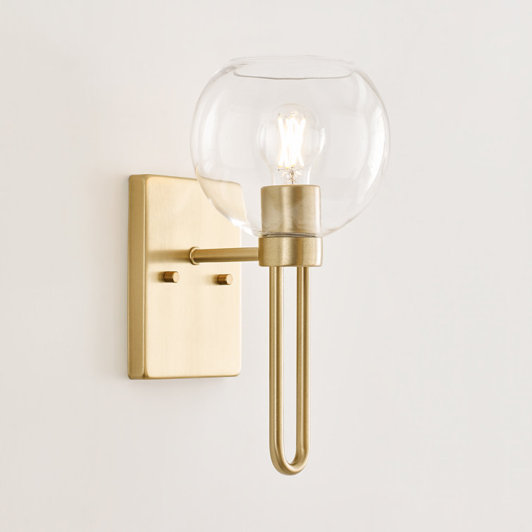 Satin Brass Clear Glass Dimmable Wall Sconce
