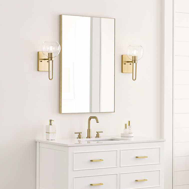 Satin Brass Clear Glass Dimmable Wall Sconce