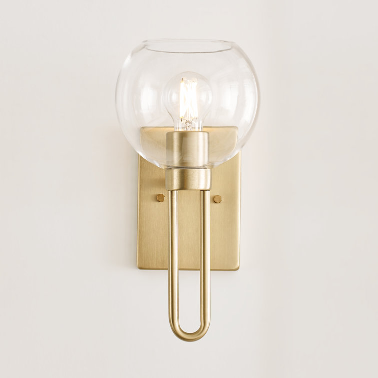 Satin Brass Clear Glass Dimmable Wall Sconce