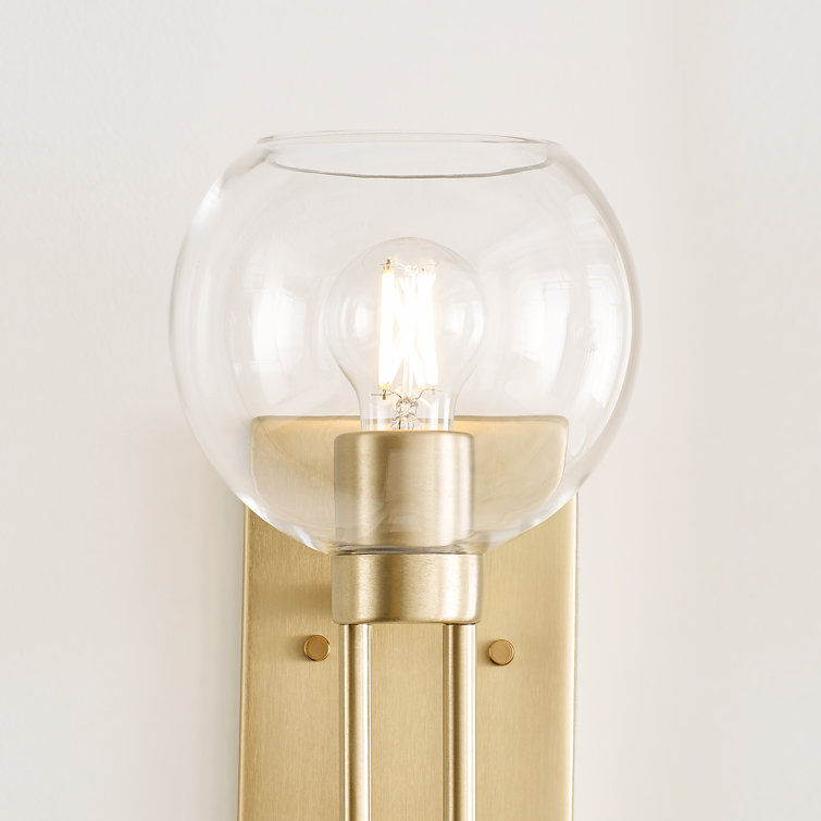 Satin Brass Clear Glass Dimmable Wall Sconce