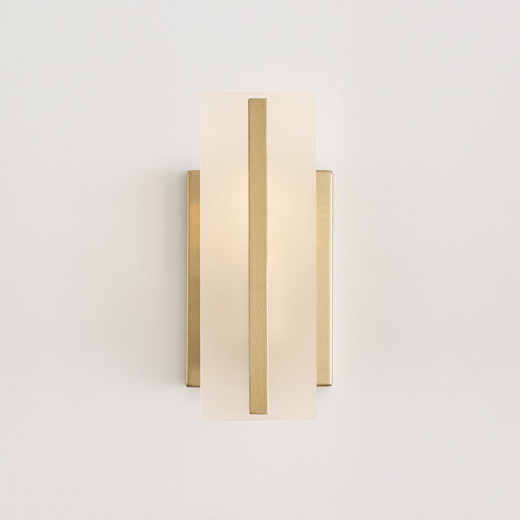 Satin Brass One-Light Vanity Sconce with Etched Glass