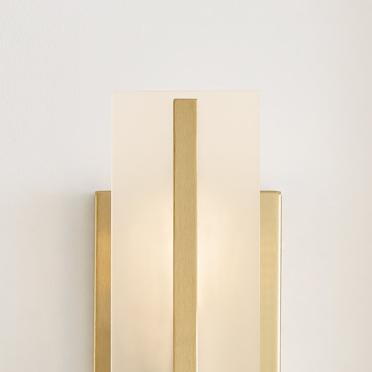 Satin Brass One-Light Vanity Sconce with Etched Glass