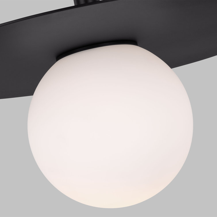 Midnight Black Glass Globe Pendant Light with Milk White Shade